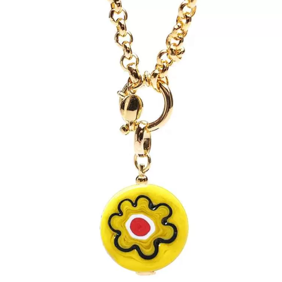 Jewelry-Amourrina Lido Necklace - Yellow - Anemone Red