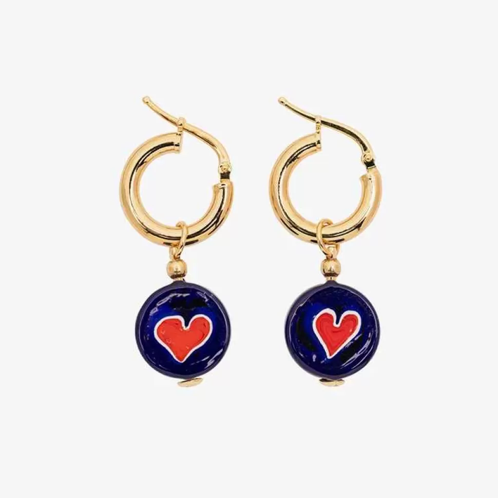 Jewelry-Amourrina Schiona Earrings Medium - Blue - Heart Red