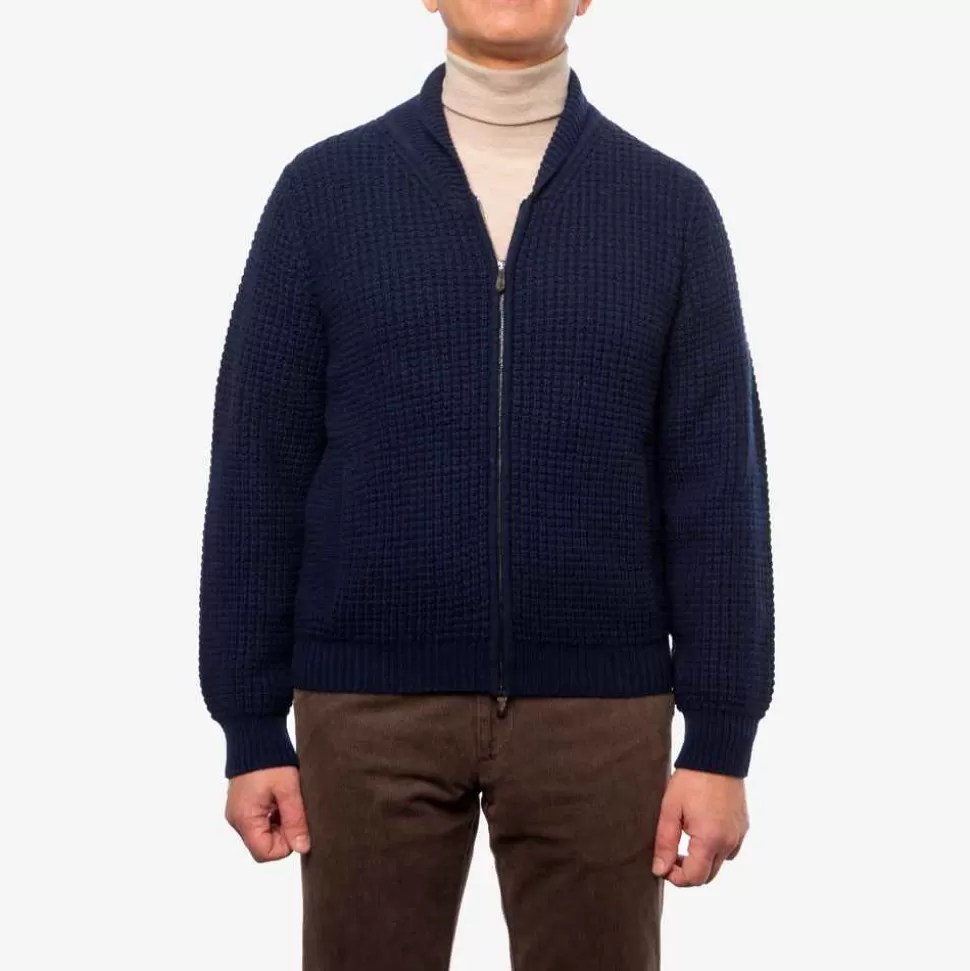 For Men-Battistoni Cashmere Zipped Cardigan - Made To Order