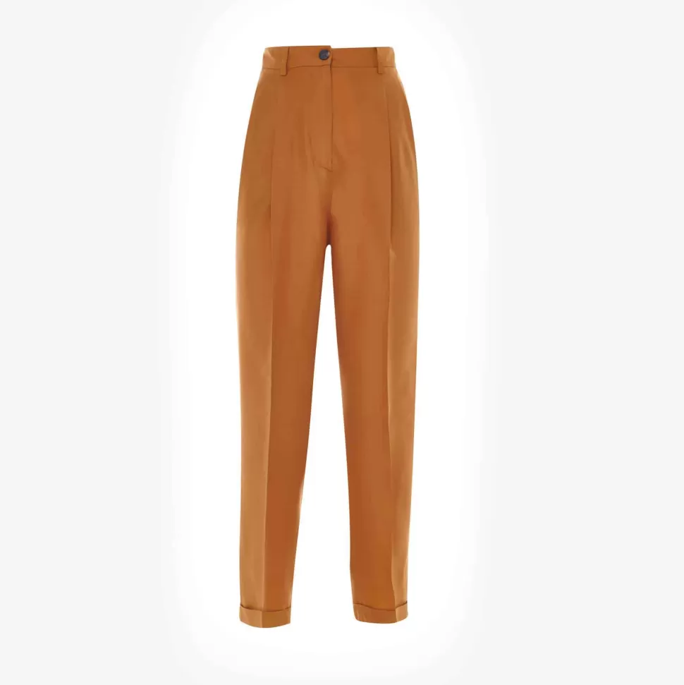 Bottoms-ISSIMO Burned Orange Pinces Trousers