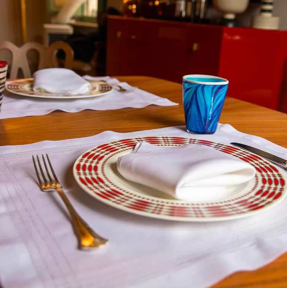 Tableware-ISSIMO Hemstitch Embroidered Placemat And Napkin - Set Of 2