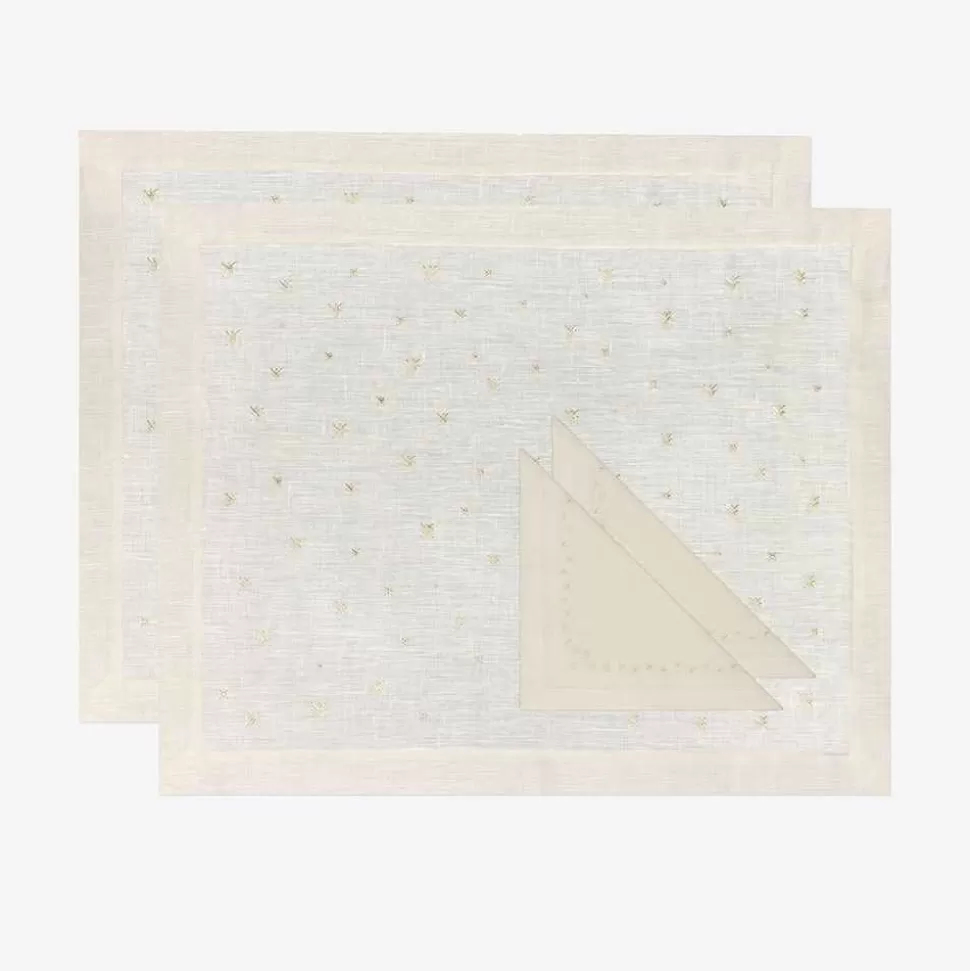 Tableware-ISSIMO Starry Embroidered Placemat And Napkin - Set Of 2