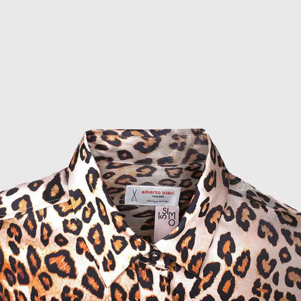Tops & T-Shirts-ISSIMO X Alberto Biani Leopard Silk Shirt