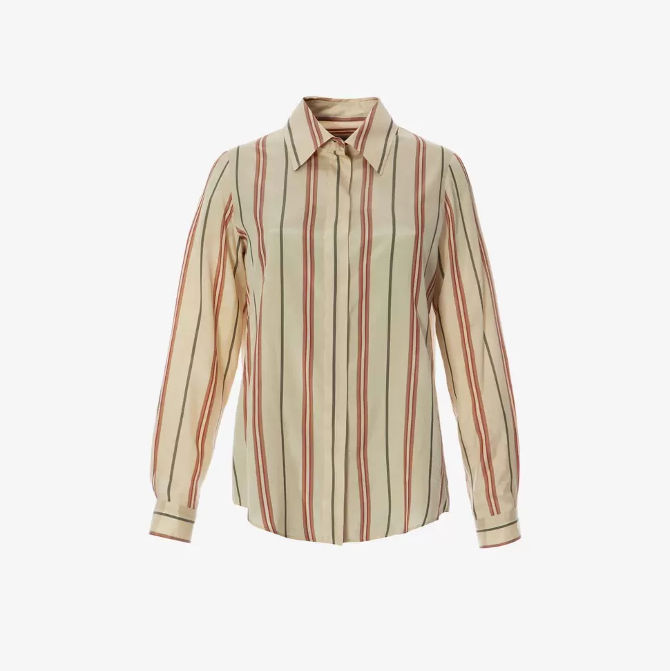 Tops & T-Shirts-ISSIMO X Alberto Biani Striped Silk Shirt
