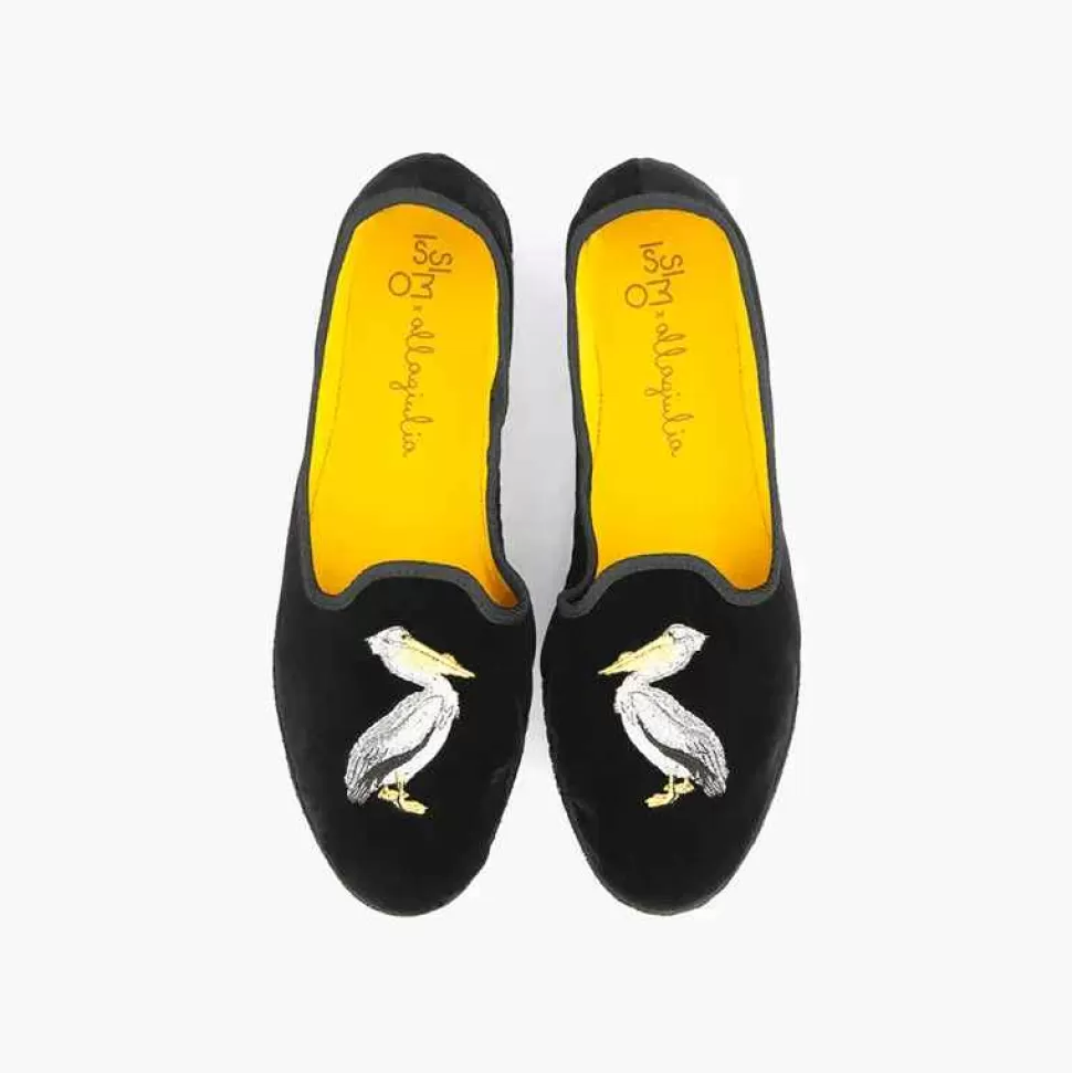 For Men-ISSIMO X Allagiulia Artisanal Black Velvet Loafers With Embroidery