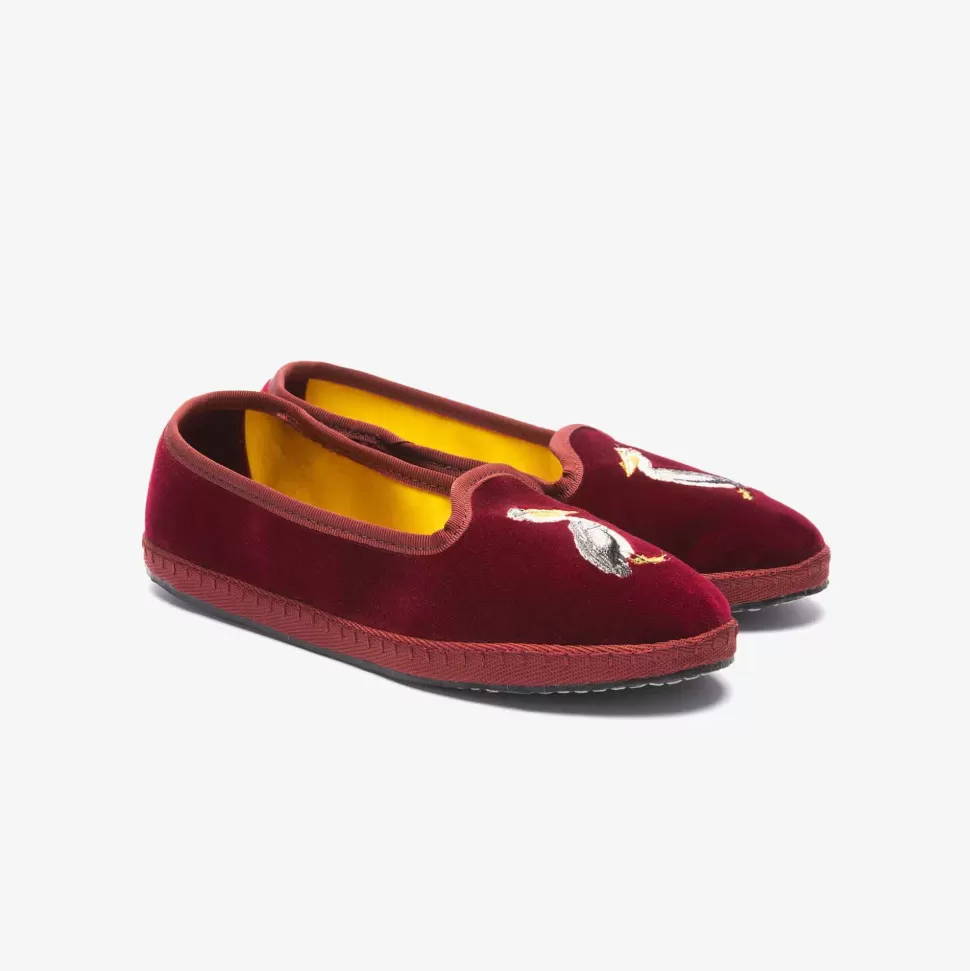 For Men-ISSIMO X Allagiulia Artisanal Burgundy Velvet Embroidery Loafers