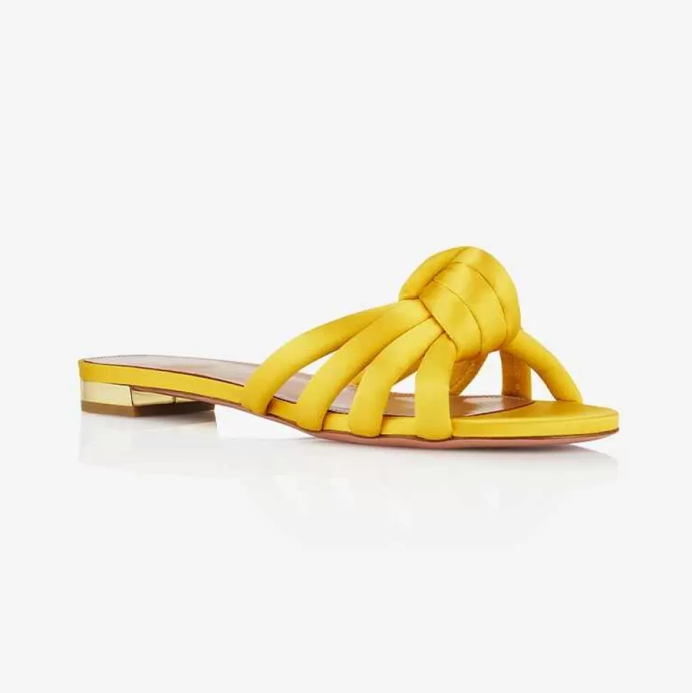 Shoes-ISSIMO X Aquazzura Flat Satin - Sunshine Yellow