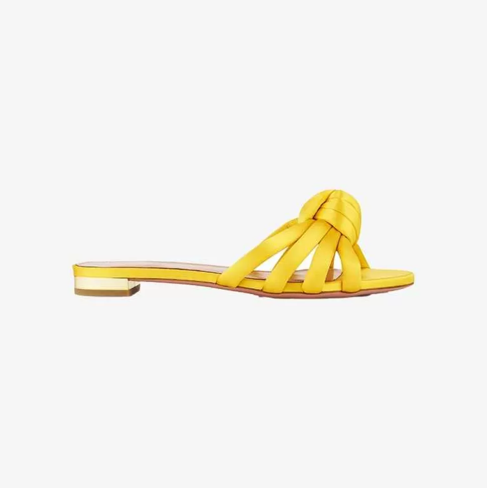 Shoes-ISSIMO X Aquazzura Flat Satin - Sunshine Yellow