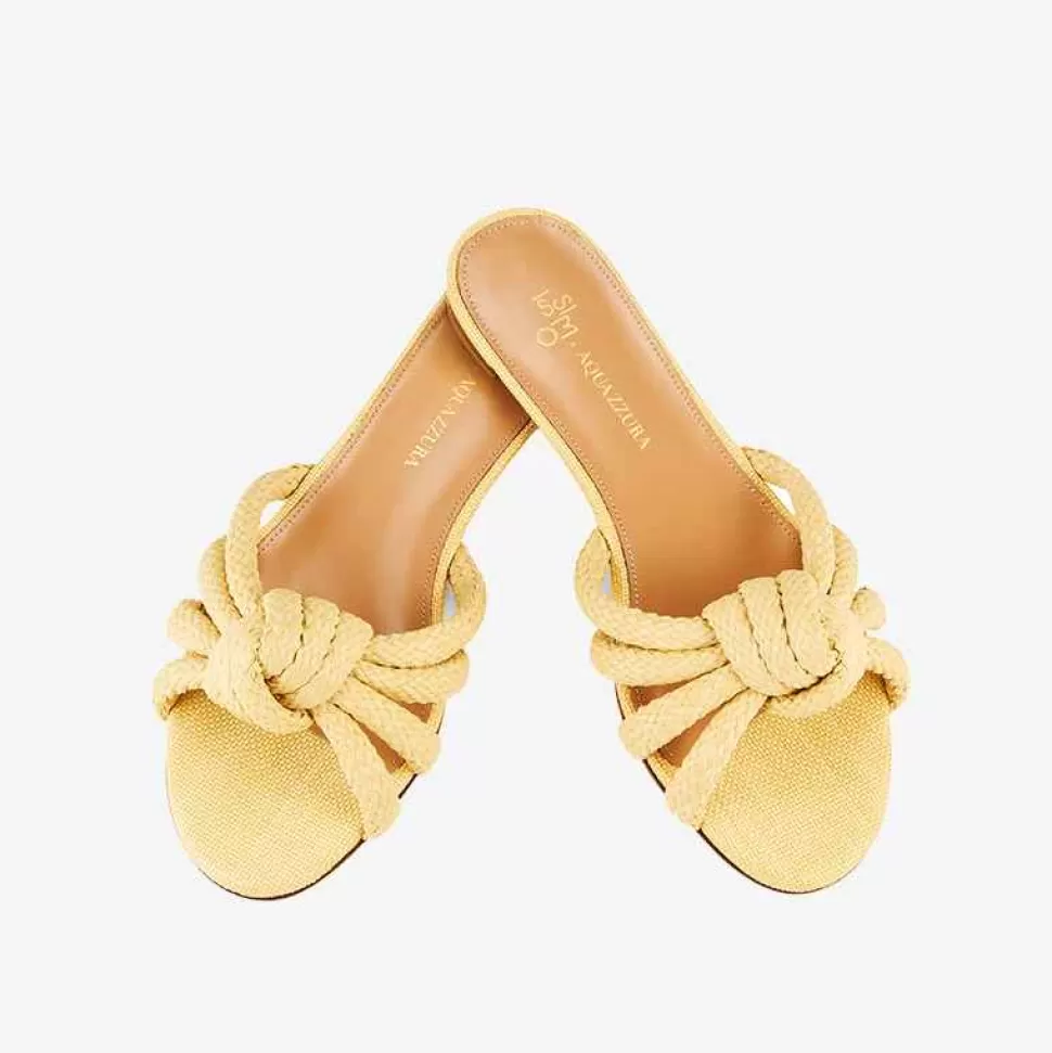 Shoes-ISSIMO X Aquazzura Flat Woven Rafia - Natural