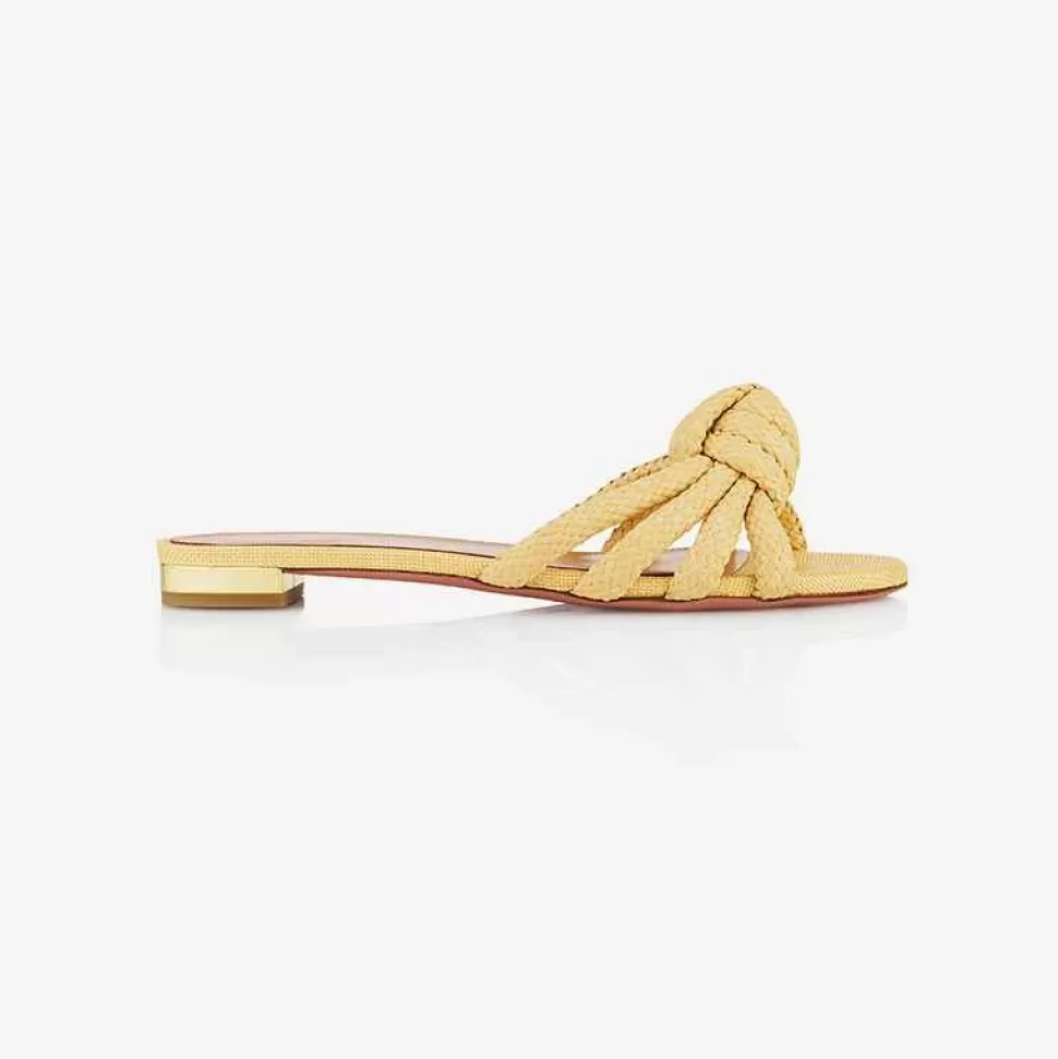 Shoes-ISSIMO X Aquazzura Flat Woven Rafia - Natural
