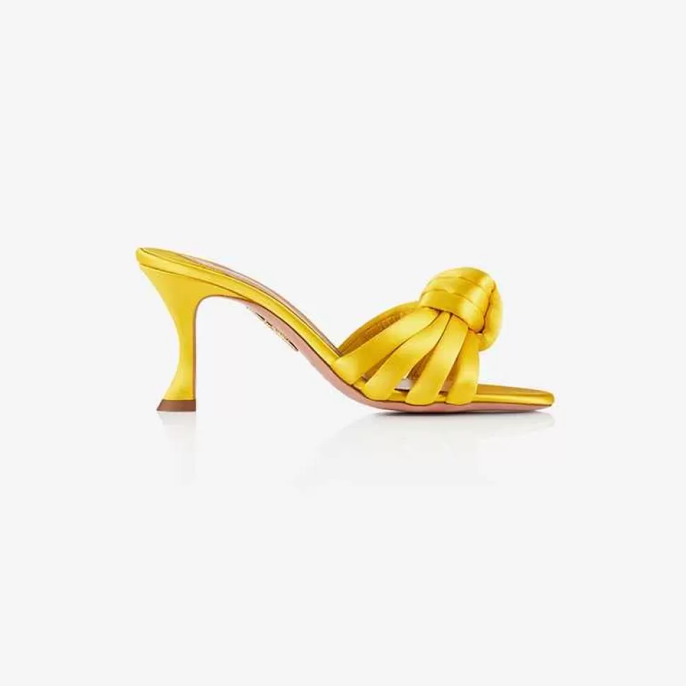 Shoes-ISSIMO X Aquazzura Mule 75 Satin - Sunshine Yellow