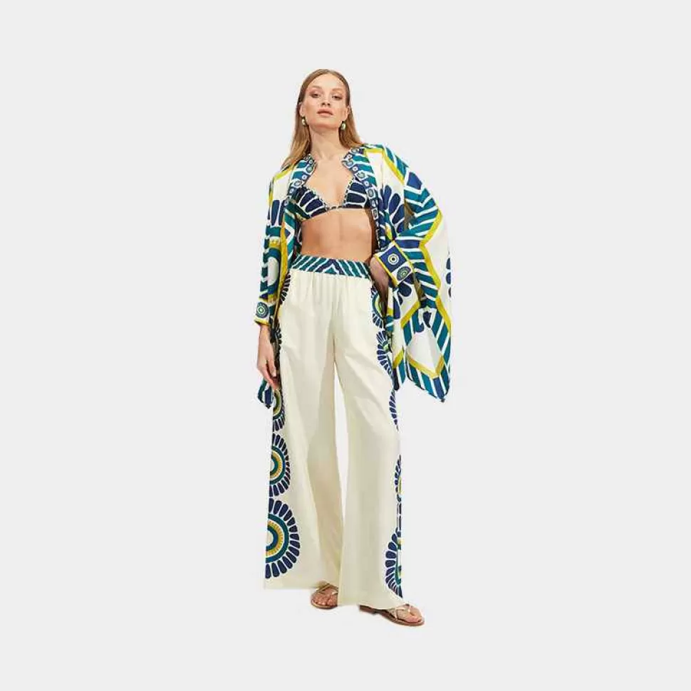 Bottoms-ISSIMO X La Doublej Palazzo Pants - White Solar Placee