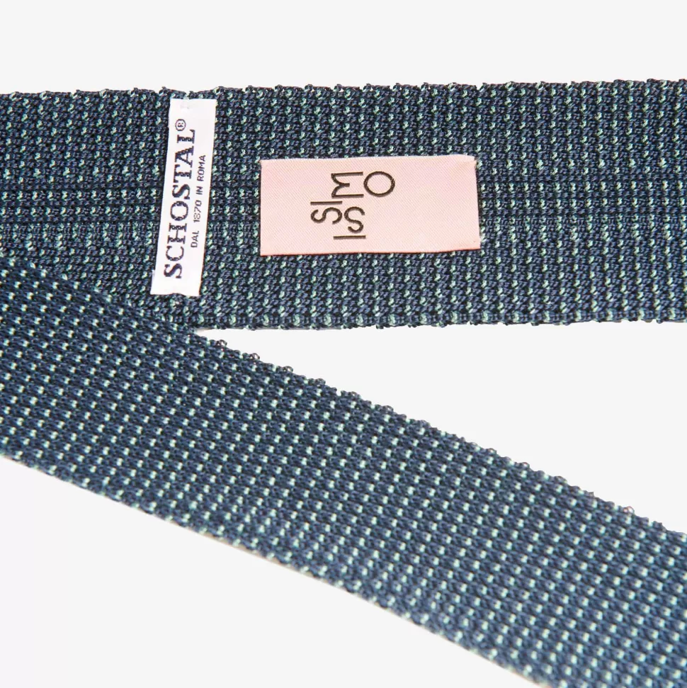 For Men-ISSIMO X Schostal Polka Dot Knitted Silk Tie - Navy