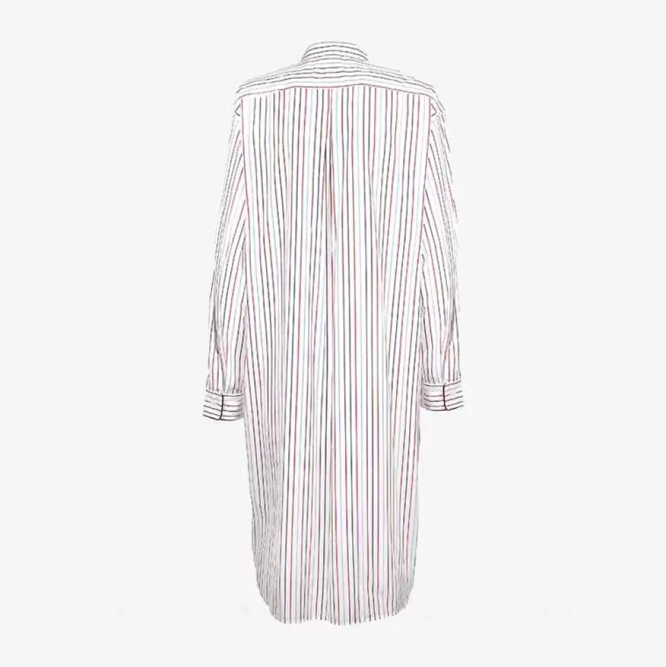 For Men-ISSIMO X Schostal Unisex Nightshirt - White & Multicoloured Stripes