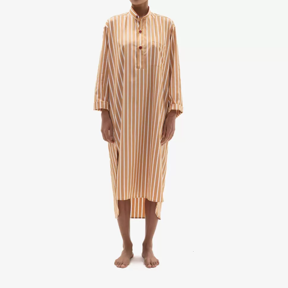 For Men-ISSIMO X Schostal Unisex Stripes Nightshirt - Tabac