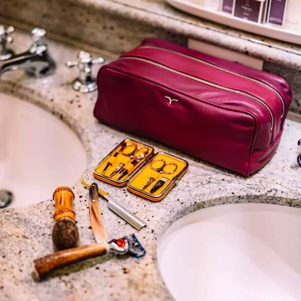 For Men-Larusmiani Tsar Deer Bordeaux Leather Beauty Case