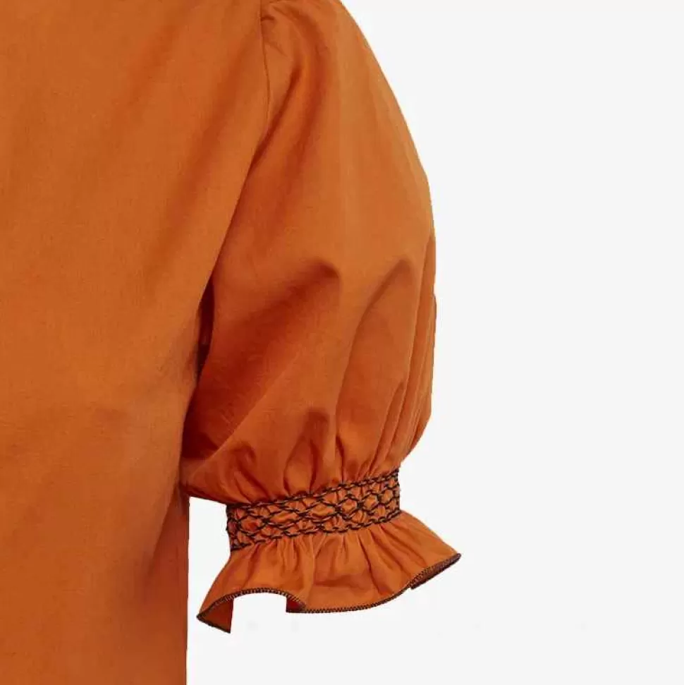 Tops & T-Shirts-Loretta Caponi Donatella Orange Short Sleeve Shirt