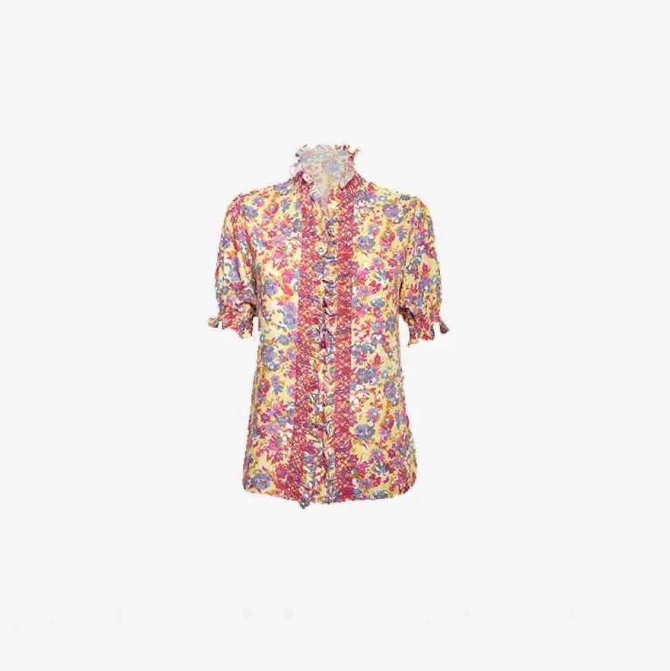 Tops & T-Shirts-Loretta Caponi Donatella Short Pink Sleeve Shirt
