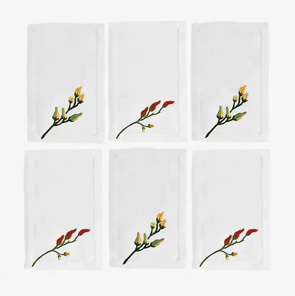 Tableware-Taf Ricami Embroidered Cocktail Napkins - Set Of 6